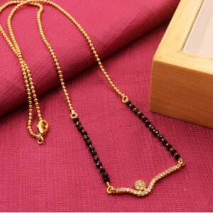 Gold Plated Designer Mangalsutra | Elegant Black Beads Necklace for Women