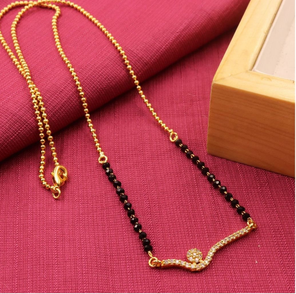 Gold Plated Designer Mangalsutra | Elegant Black Beads Necklace for Women