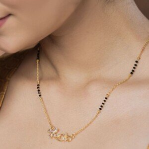 Gold Plated Designer Mangalsutra | Elegant Black Beads Necklace for Women