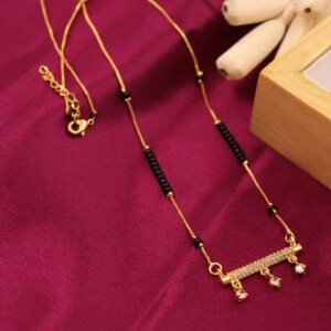 Gold Plated Designer Mangalsutra | Elegant Black Beads Necklace for Women