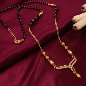 Gold Plated Designer Mangalsutra | Elegant Black Beads Necklace for Women