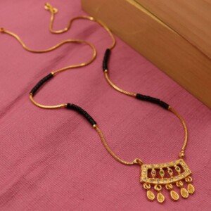 Gold Plated Designer Mangalsutra | Elegant Black Beads Necklace for Women