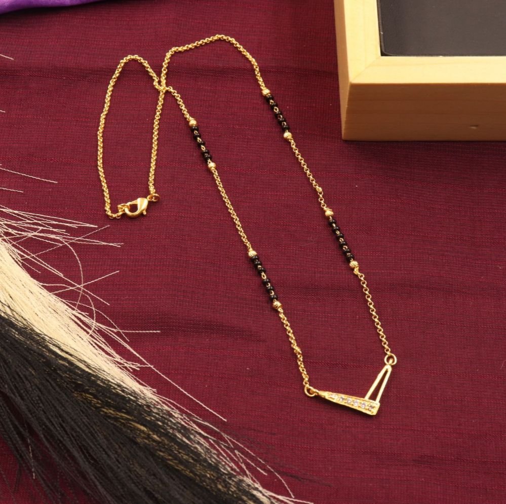 Gold Plated Designer Mangalsutra | Elegant Black Beads Necklace for Women