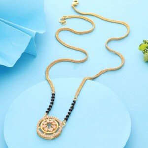 Gold Plated Designer Mangalsutra | Elegant Black Beads Necklace for Women
