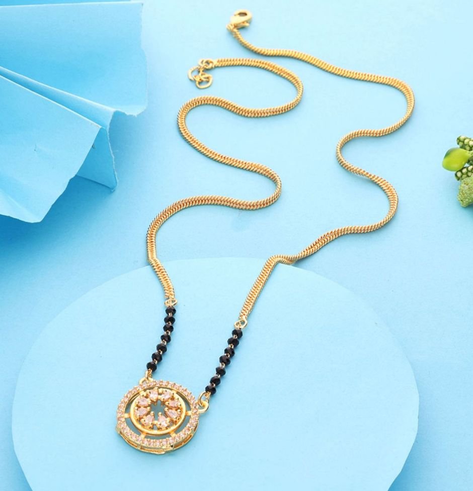 Gold Plated Designer Mangalsutra | Elegant Black Beads Necklace for Women