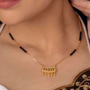 Gold Plated Designer Mangalsutra | Elegant Black Beads Necklace for Women