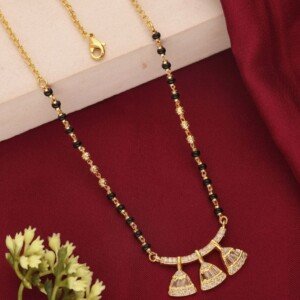 Gold Plated Designer Mangalsutra | Elegant Black Beads Necklace for Women