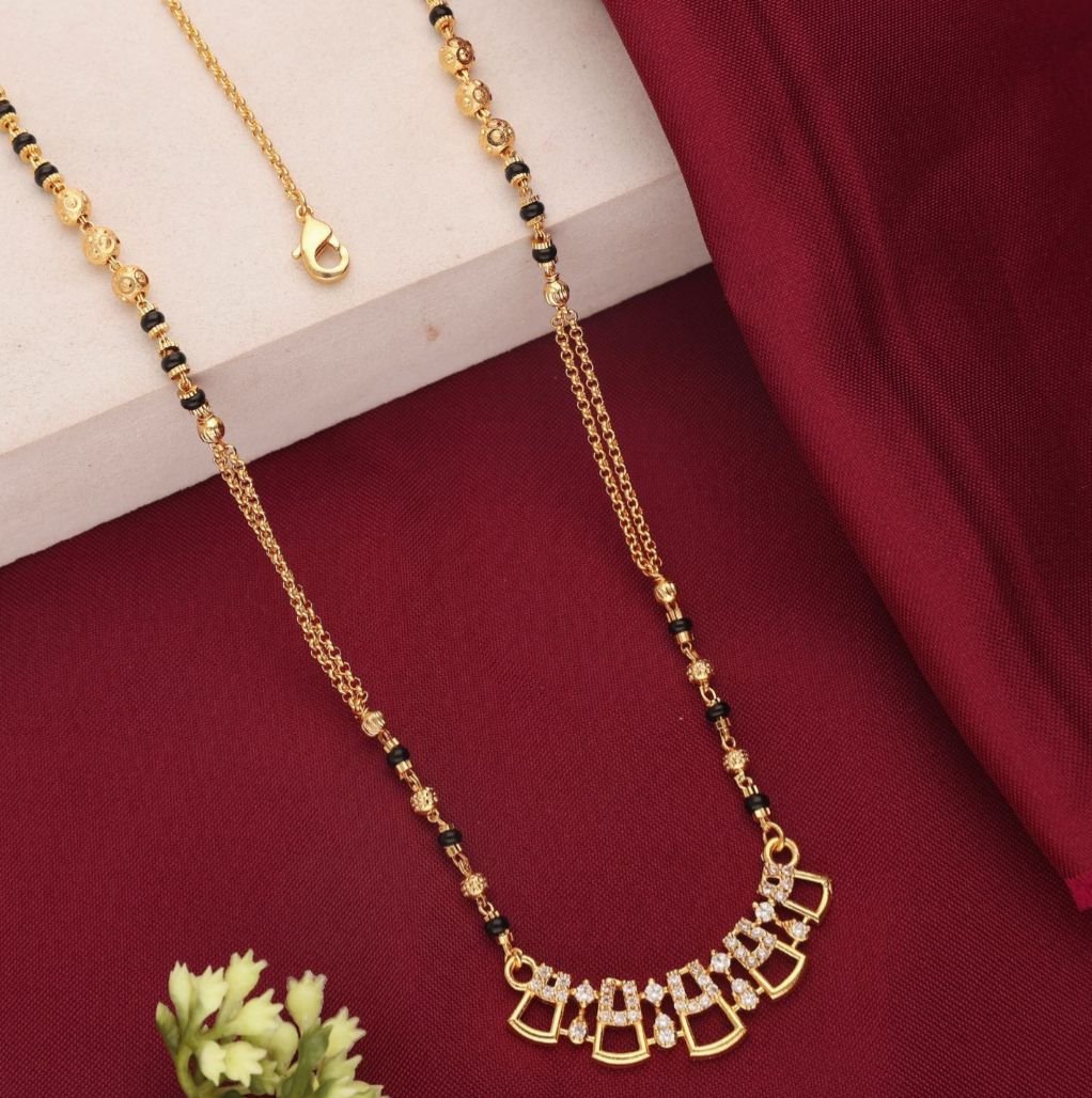 Gold Plated Designer Mangalsutra | Elegant Black Beads Necklace for Women
