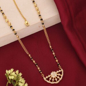 Gold Plated Designer Mangalsutra | Elegant Black Beads Necklace for Women