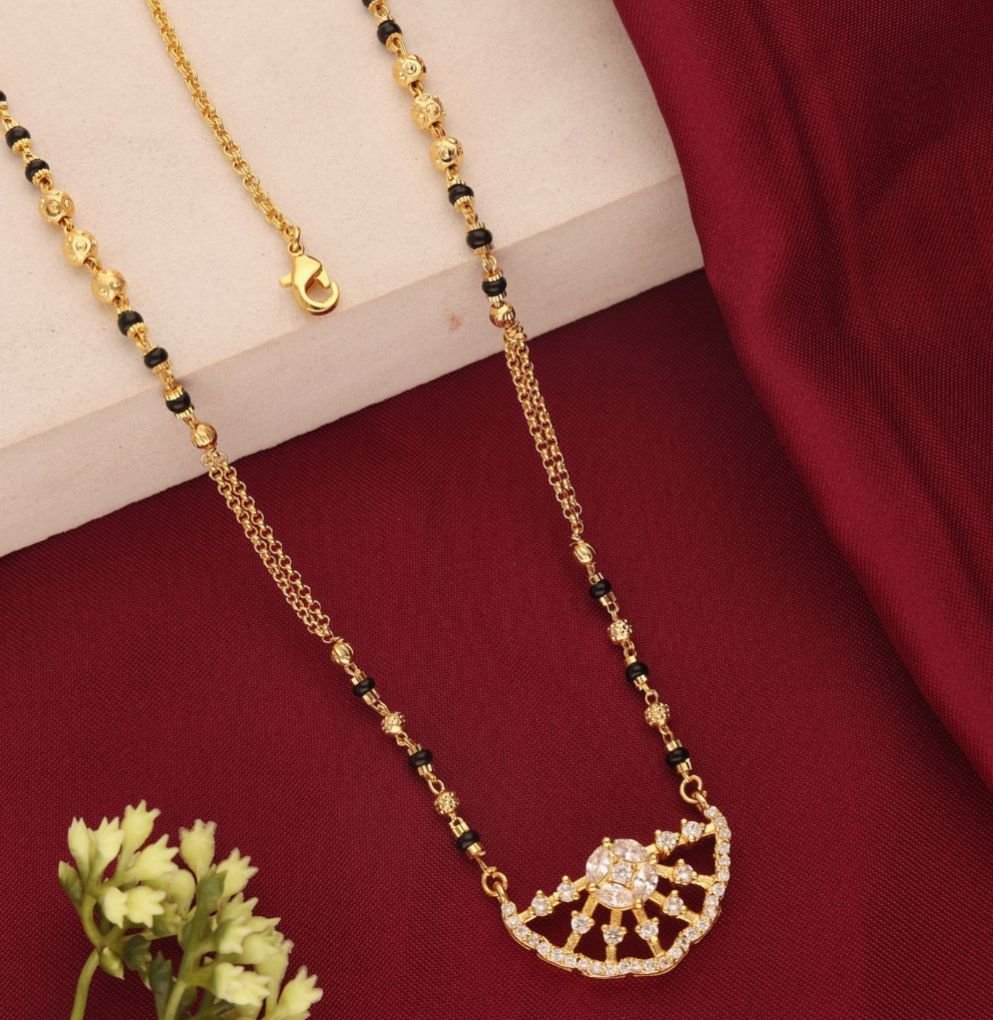 Gold Plated Designer Mangalsutra | Elegant Black Beads Necklace for Women